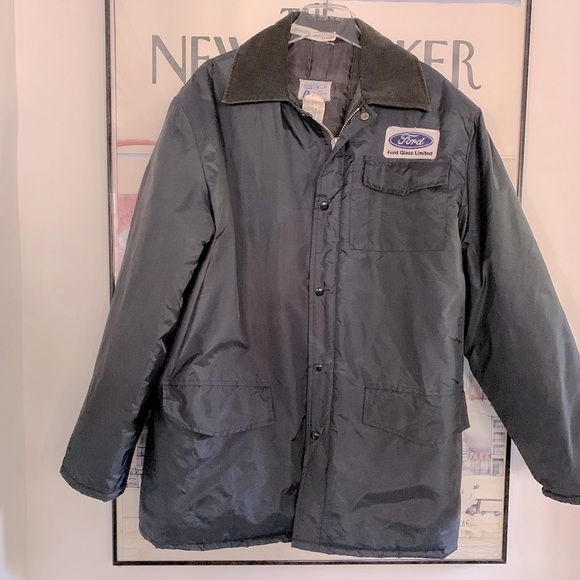 Ford navy workers jacket with corduroy collar quilted lining & pockets  size L - Picture 1 of 8